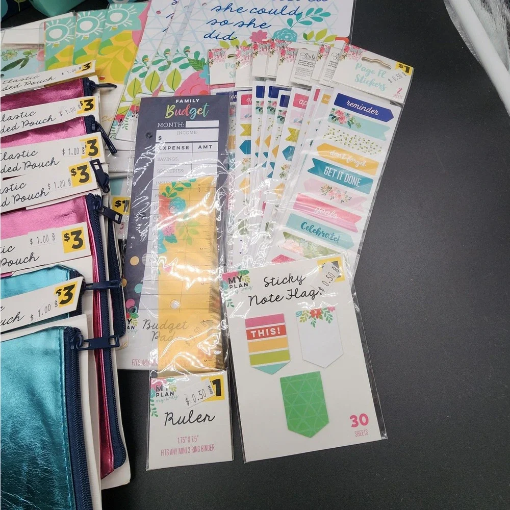 My Plan Multicolor Floral Planner Bundle Binders Stickers Pouches Stationery